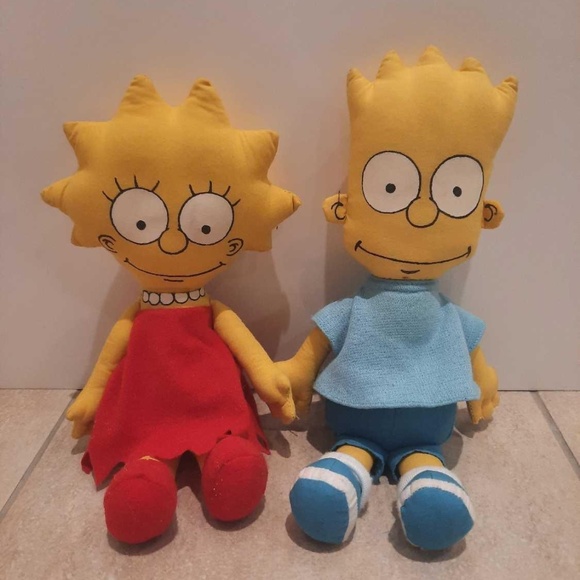 SIMPSONS PLUSH BUNDLE 1990 VINTAGE RAG DOLLS BART & LISA BY MATT IN GREAT CONDIT - Picture 1 of 3